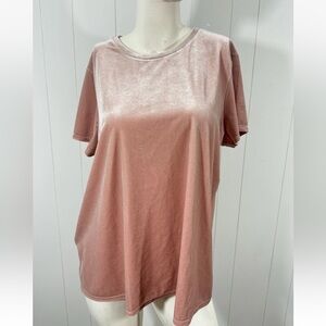 NWT GAP Dusty Rose Pink Velvet Velour Blouse Tee Size XL Relaxed Fit